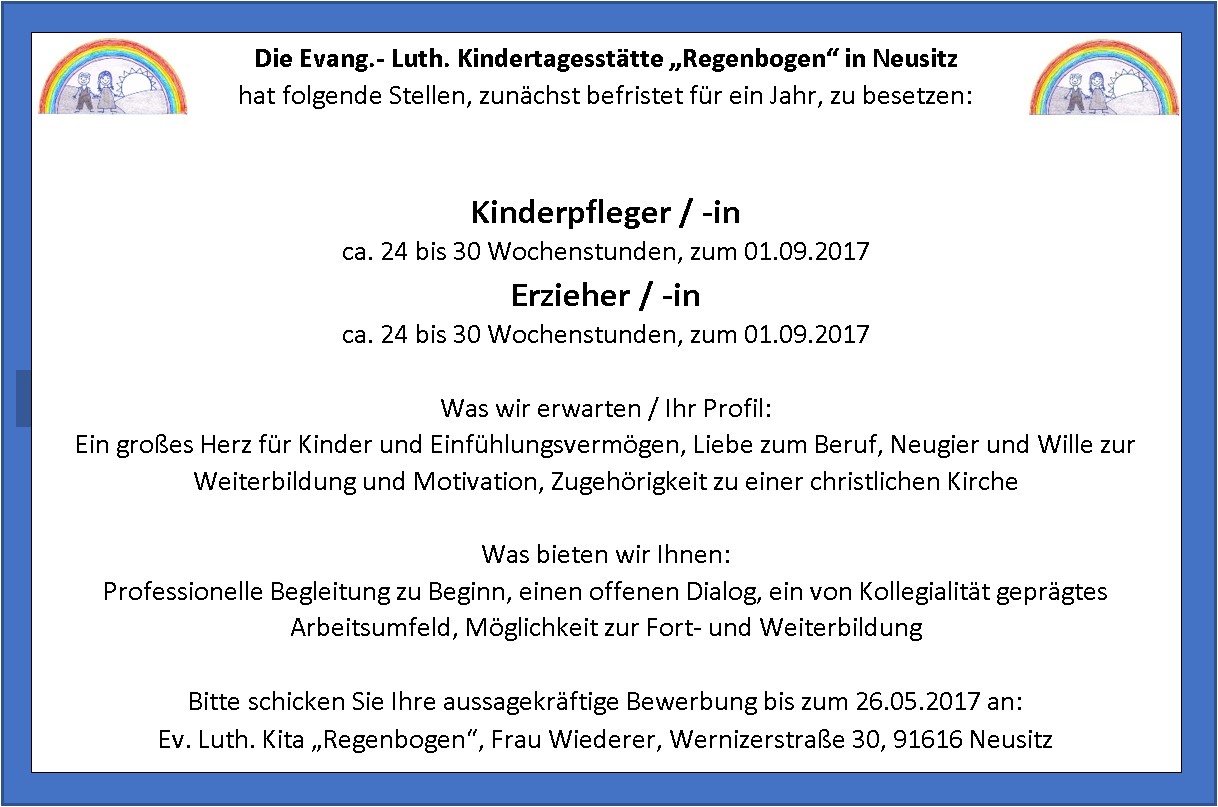 Kinderpfleger In Erzieher In Gesucht Gemeinde Neusitz
